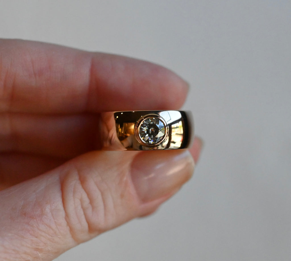 14k Gold Heavy OMC Diamond Cigar Band Ring - Ready to Ship