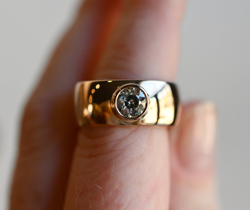 14k Gold Heavy OMC Diamond Cigar Band Ring - Ready to Ship