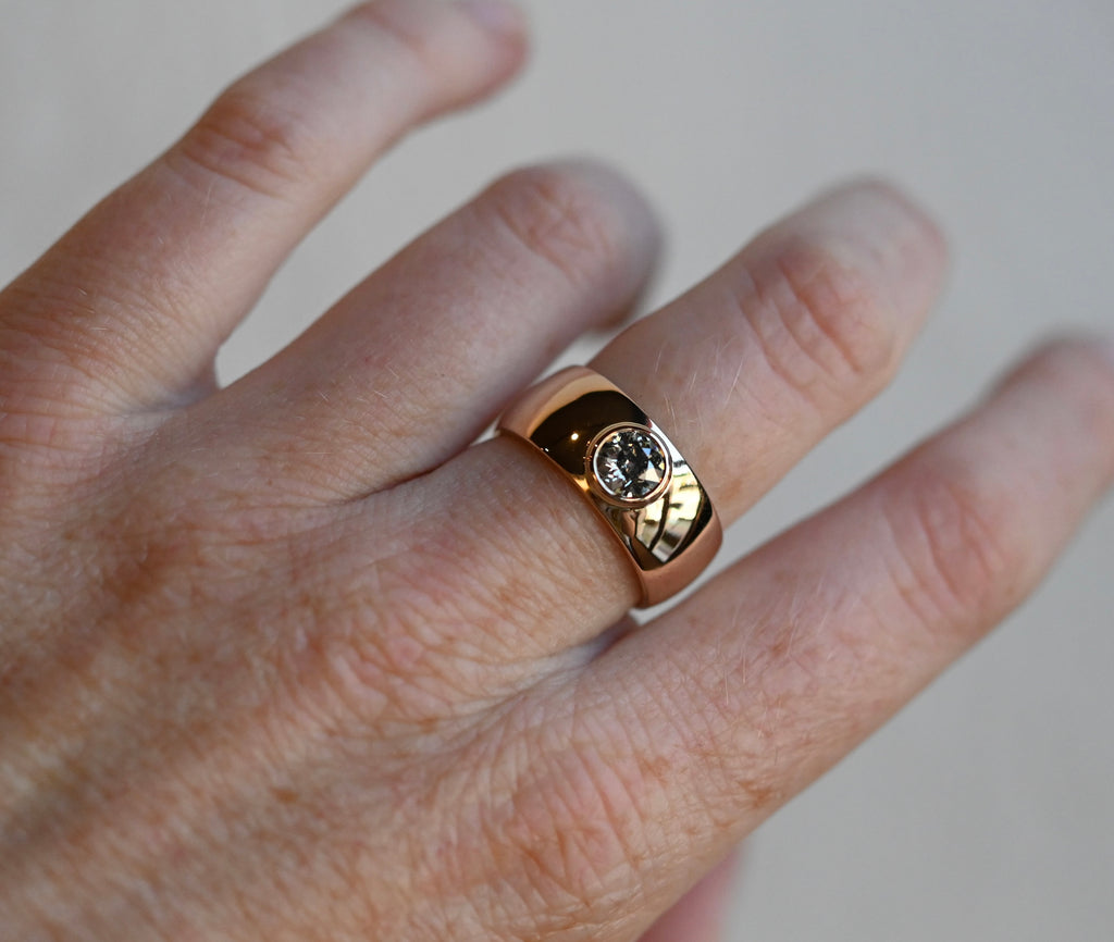 14k Gold Heavy OMC Diamond Cigar Band Ring - Ready to Ship