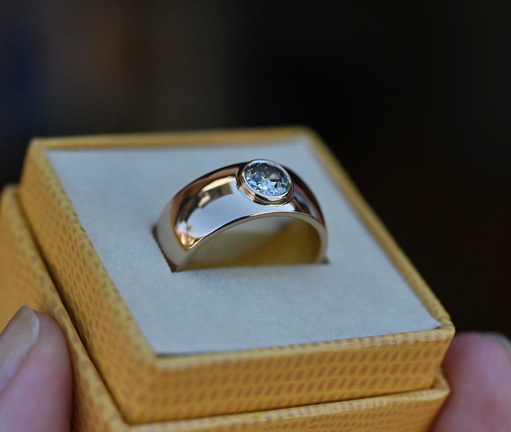 14k Gold Heavy OMC Diamond Cigar Band Ring - Ready to Ship
