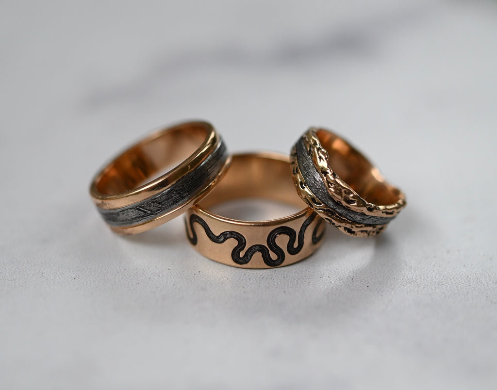 Meteorite & 14k Gold Freeform Ring - Made To Order