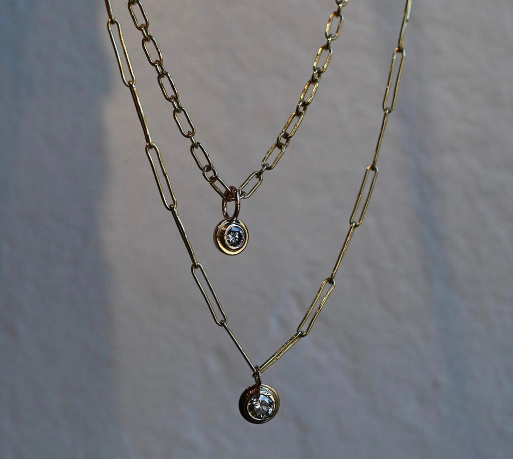 14k Gold Disc Necklace Pendant Setting - Made to Order