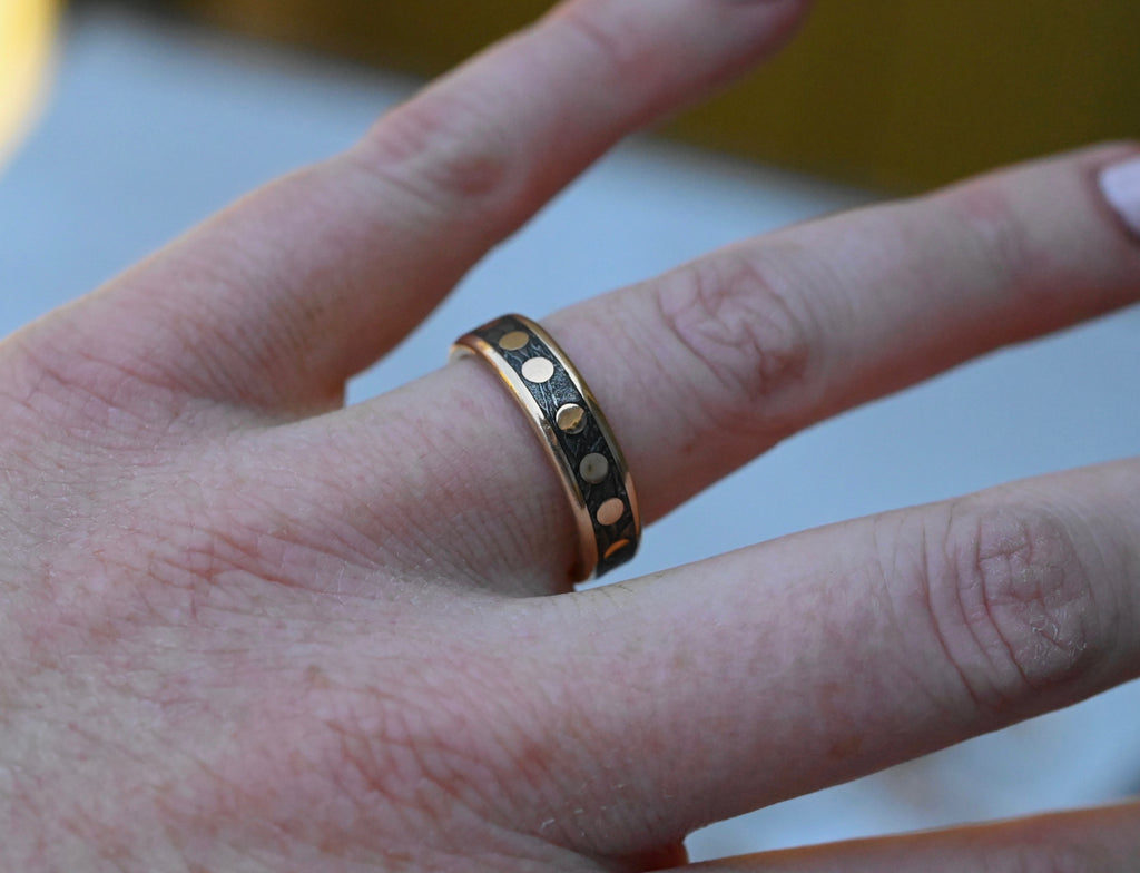 Meteorite & 14k Gold Dot Ring - Made To Order Latta