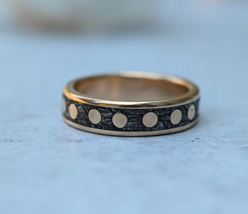 Meteorite & 14k Gold Dot Ring - Made To Order Latta