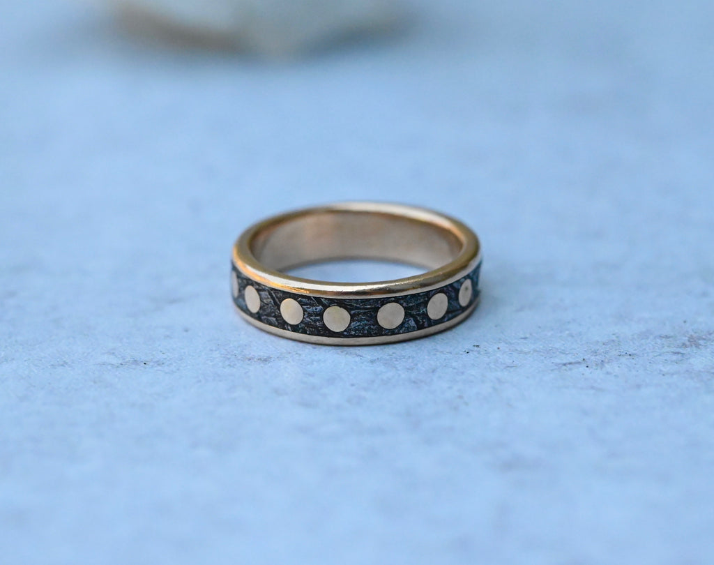 Meteorite & 14k Gold Dot Ring - Made To Order Latta