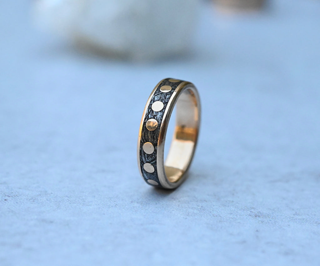 Meteorite & 14k Gold Dot Ring - Made To Order Latta