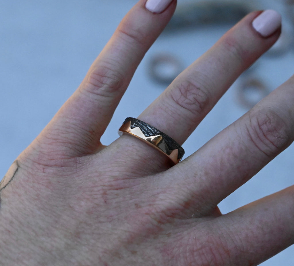 Meteorite & 14k Gold Zag Ring - Made To Order Latta