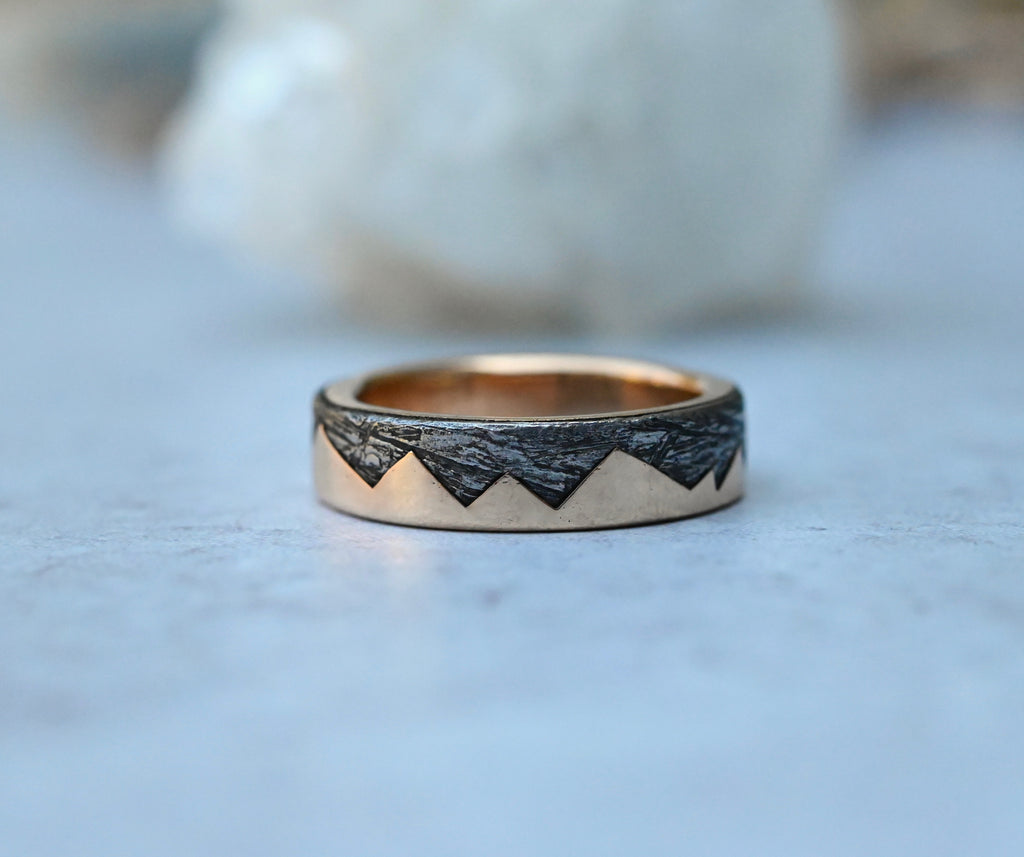 Meteorite & 14k Gold Zag Ring - Made To Order Latta