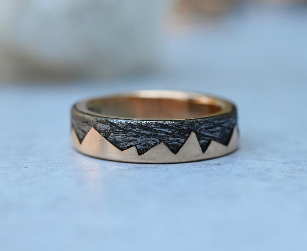 Meteorite & 14k Gold Zag Ring - Made To Order Latta