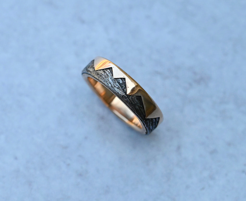 Meteorite & 14k Gold Zag Ring - Made To Order Latta