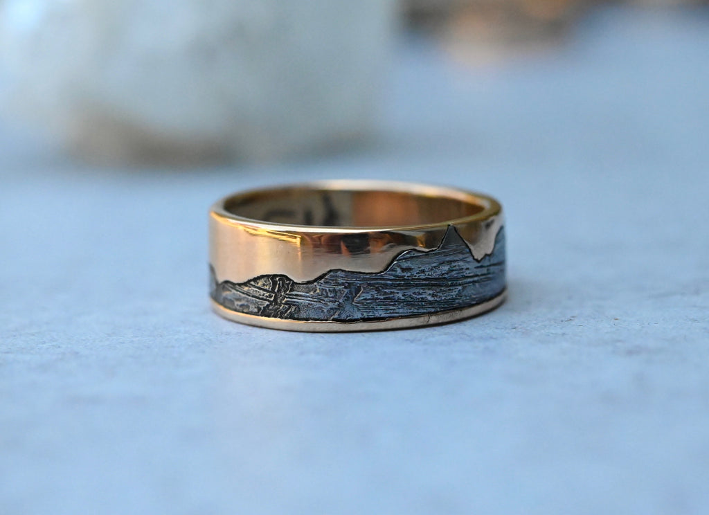 Meteorite & 14k Gold Cactus Mountain Ring - Made To Order Latta