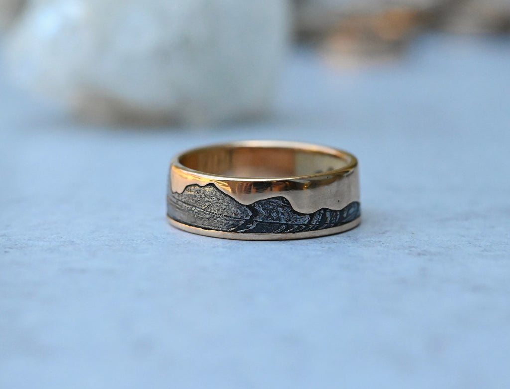 Meteorite & 14k Gold Cactus Mountain Ring - Made To Order Latta