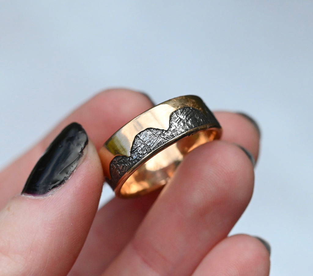 Meteorite & 14k Gold Wave Ring - Made To Order Latta