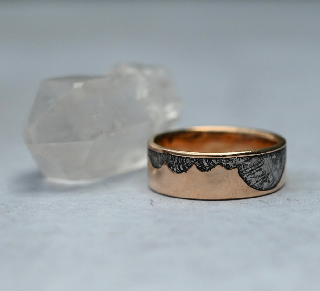 Meteorite & 14k Gold Wave Ring - Made To Order Latta