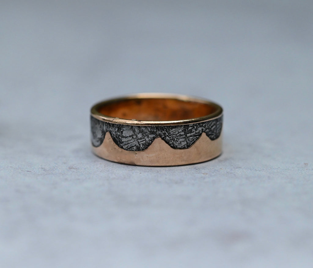 Meteorite & 14k Gold Wave Ring - Made To Order Latta