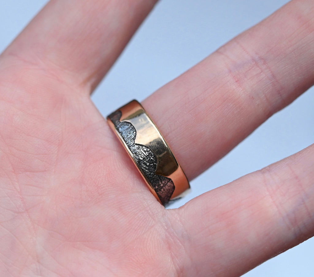 Meteorite & 14k Gold Wave Ring - Made To Order Latta