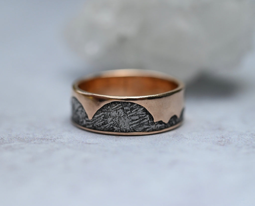 Meteorite & 14k Gold Wave Ring - Made To Order Latta