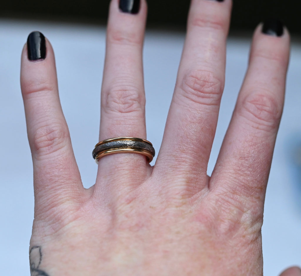 Meteorite & 14k Gold Halo Ring - Made To Order Latta