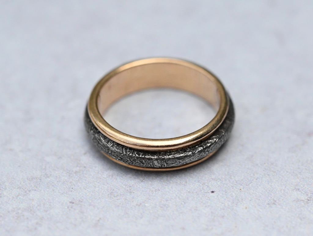 Meteorite & 14k Gold Halo Ring - Made To Order Latta