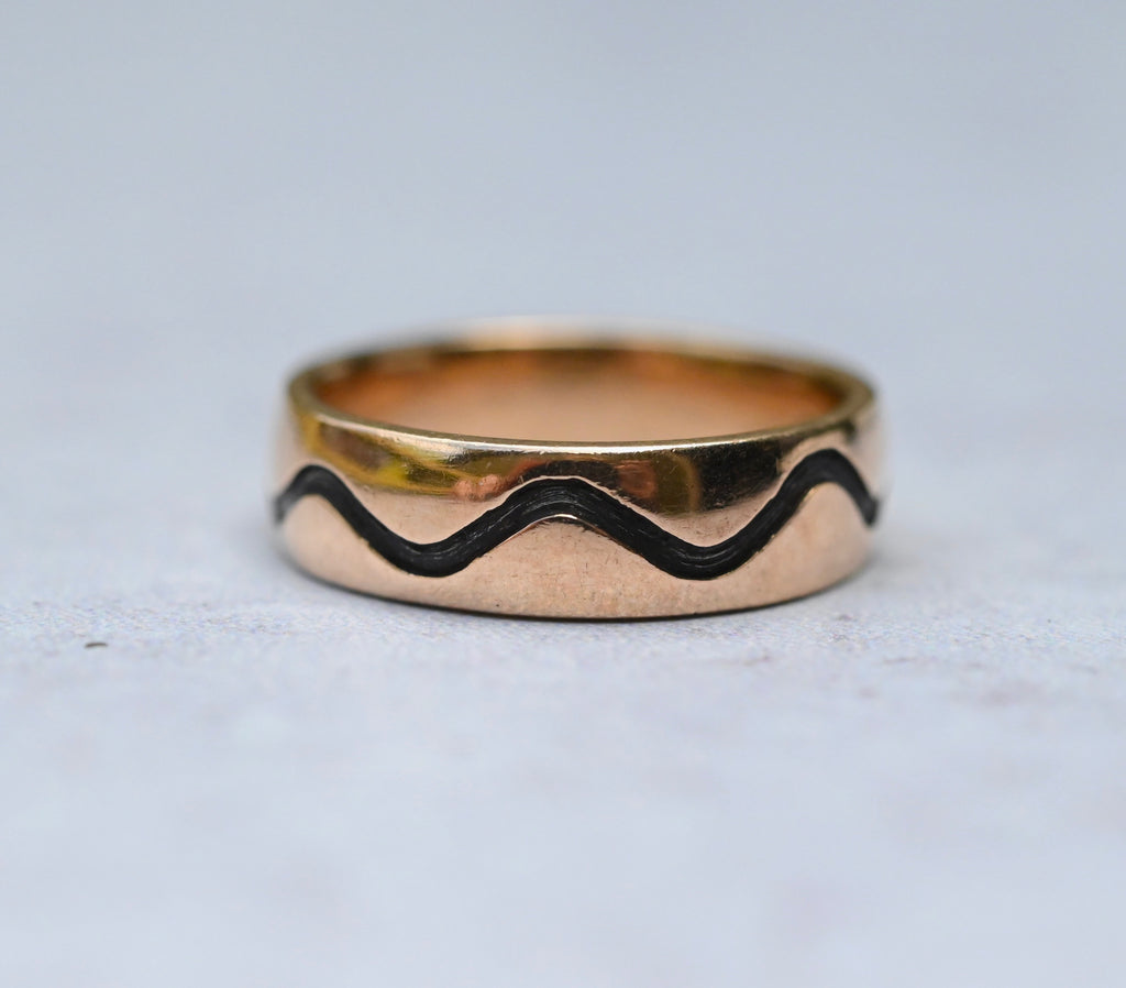 Meteorite & 14k Gold Indent Wave Ring - Made To Order Latta