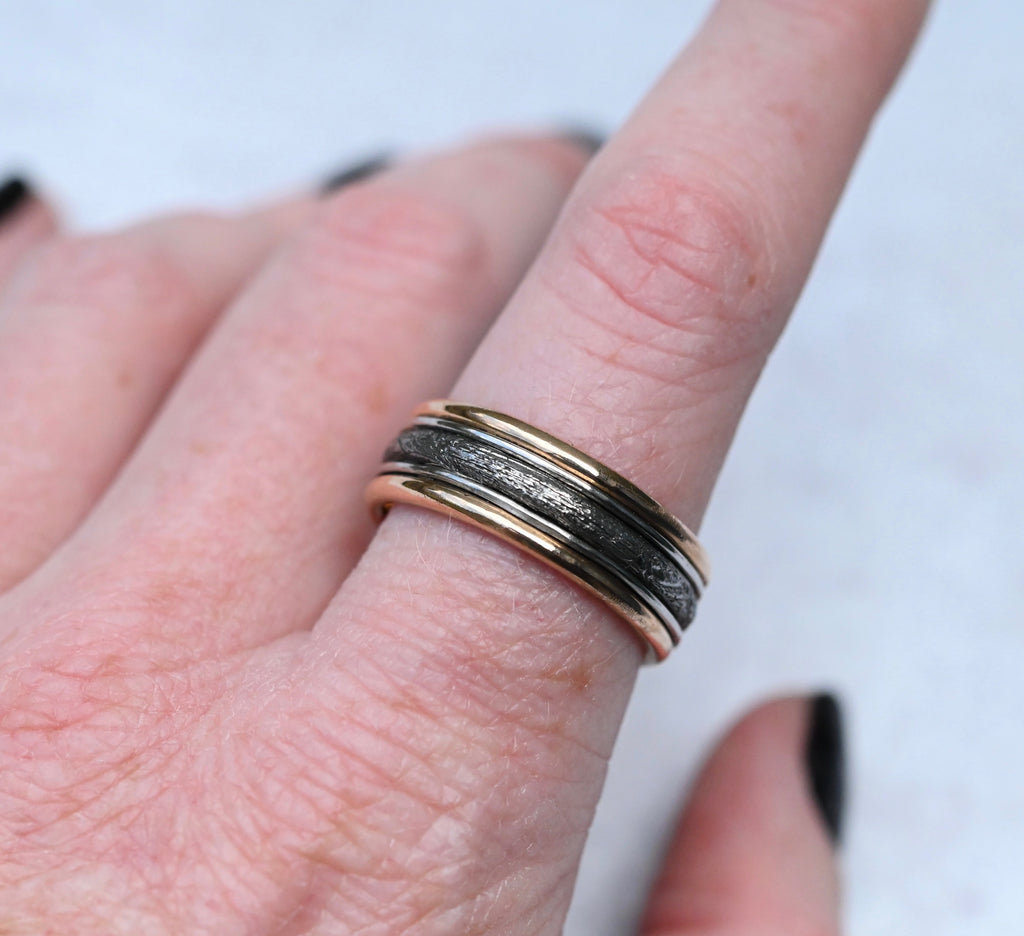 Meteorite, 14k Yellow & White Gold Bands Ring - size 11 Latta