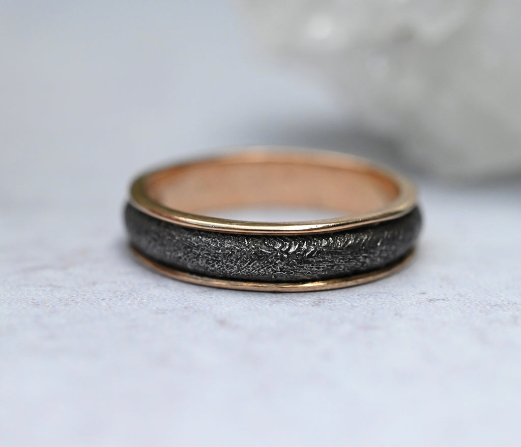 Meteorite & 14k Gold Large Halo Ring - Made To Order Latta