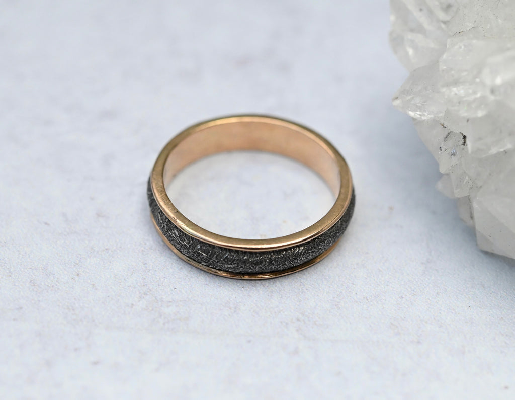 Meteorite & 14k Gold Large Halo Ring - Made To Order Latta