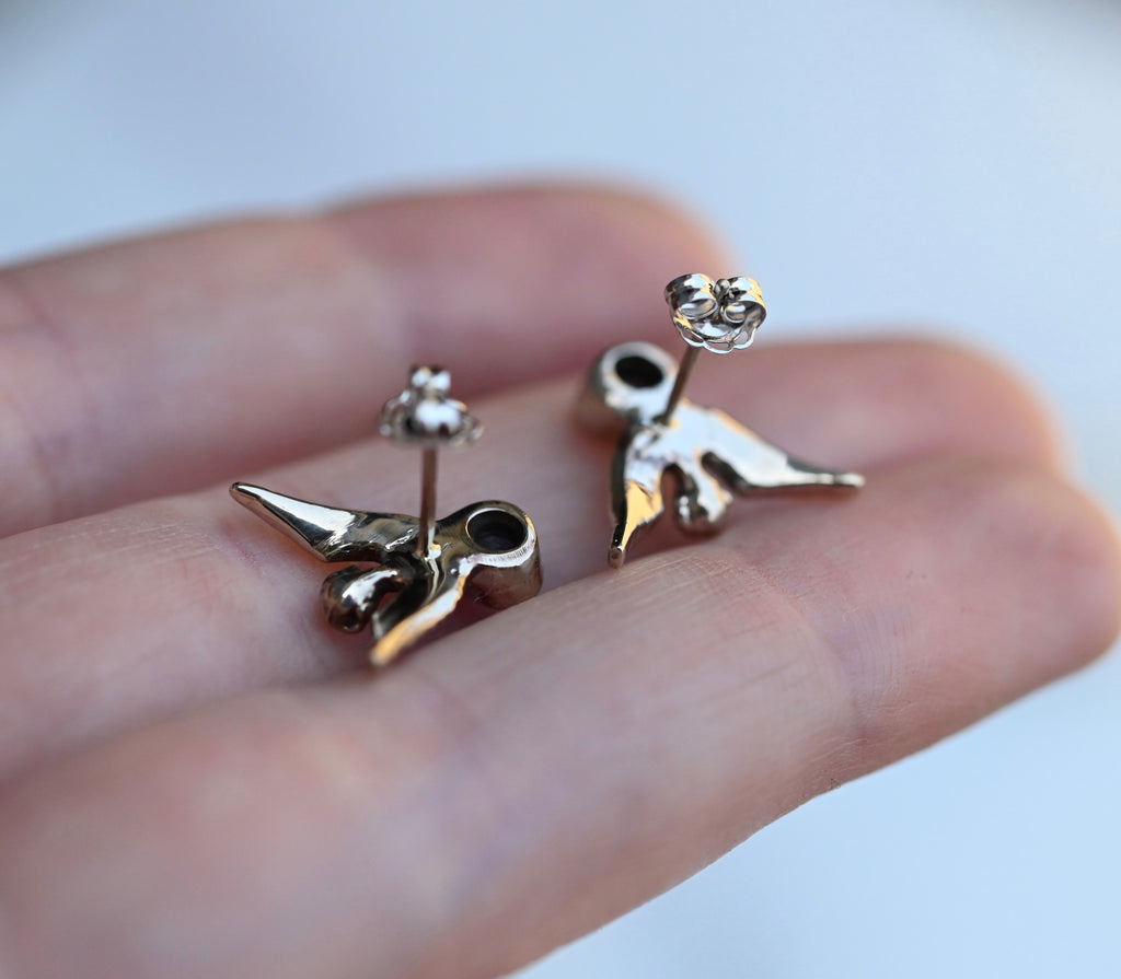 14k White Gold & Sapphire Harpy Studs - Made to Order Latta