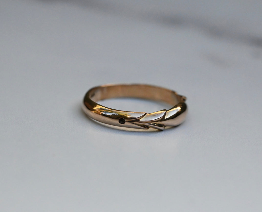 14k Gold Symmetrical Leaf Ring Band - Made to Order Latta Jewelry