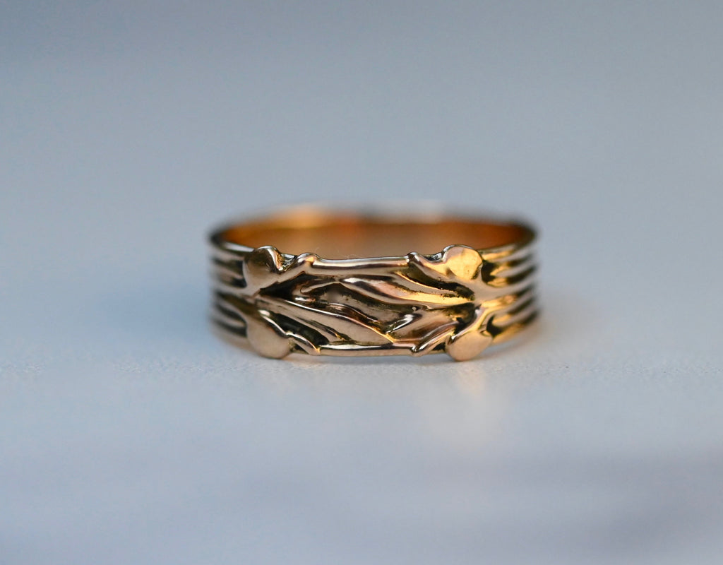 Small Flora Banner 14k Gold Ring Band - Made To Order Latta