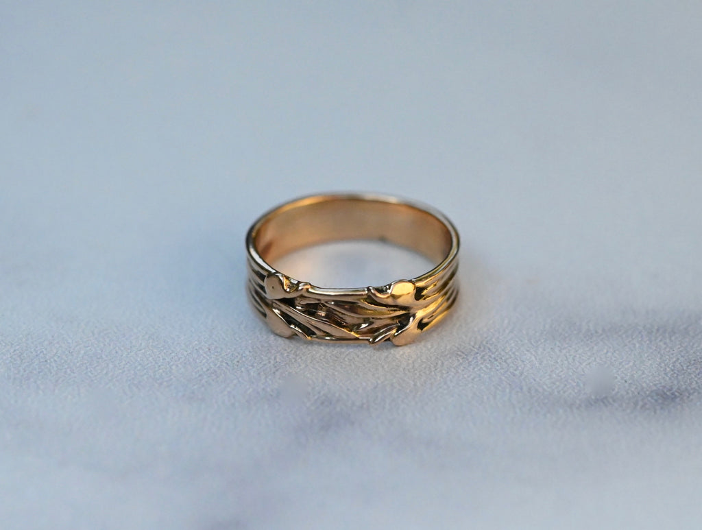 Small Flora Banner 14k Gold Ring Band - Made To Order Latta