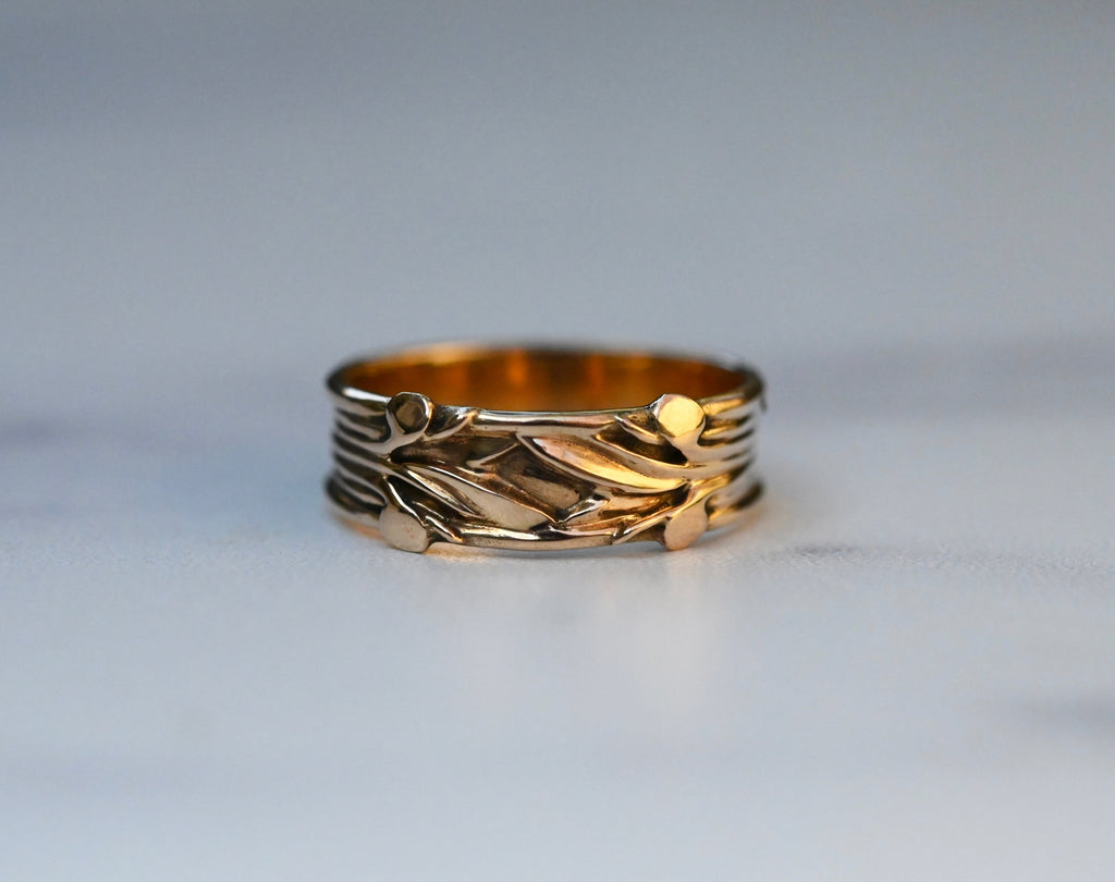 Large Flora Banner 14k Gold Ring Band - Made To Order Latta