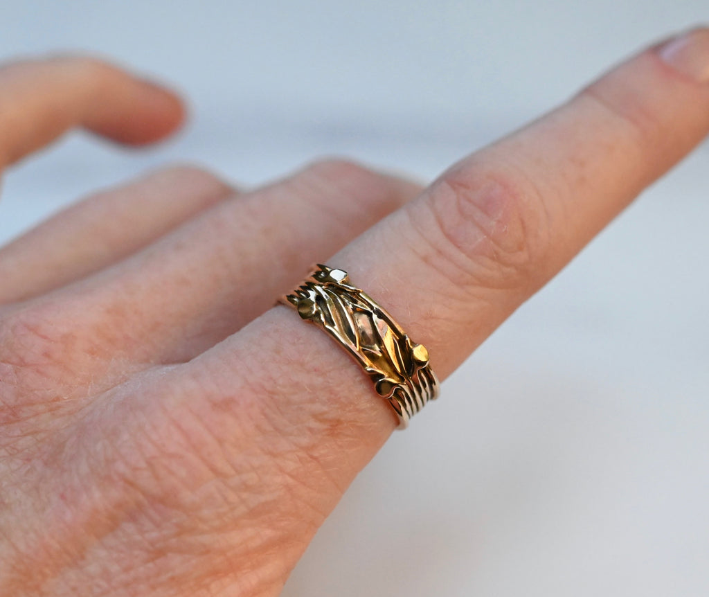 Large Flora Banner 14k Gold Ring Band - Made To Order Latta