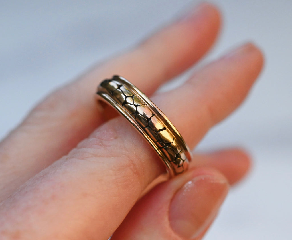  Large Stone 14k Gold Ring Band- Made to Order