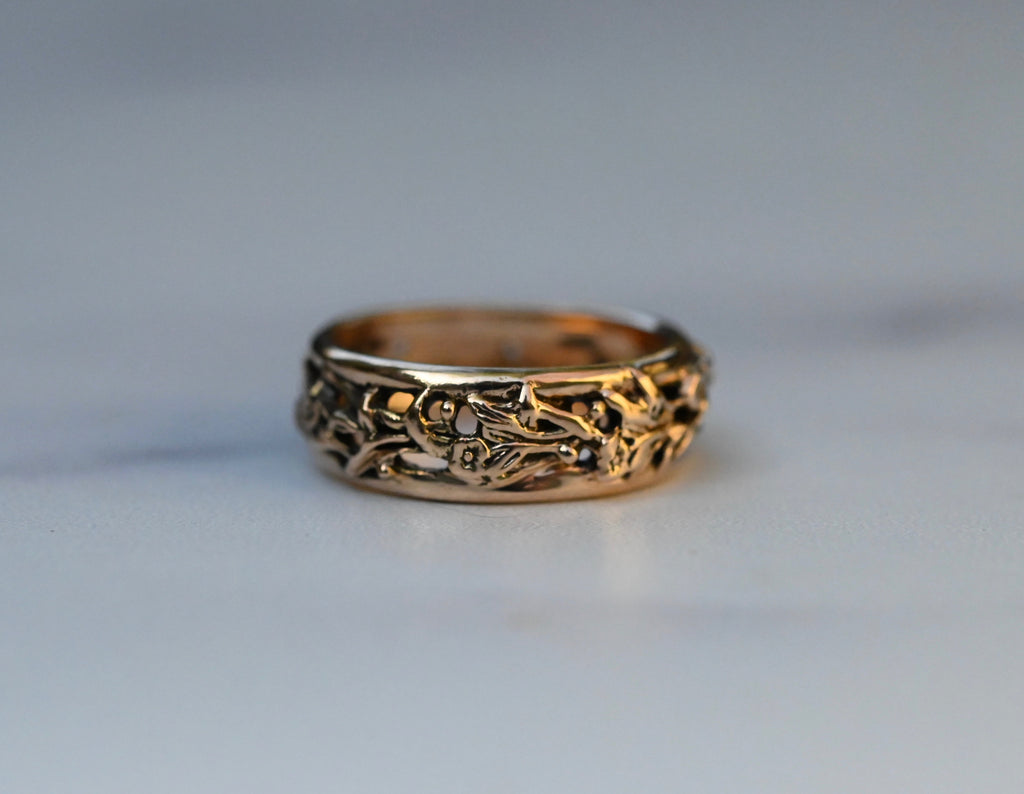  Floral 14k Gold Ring Band- Made To Order