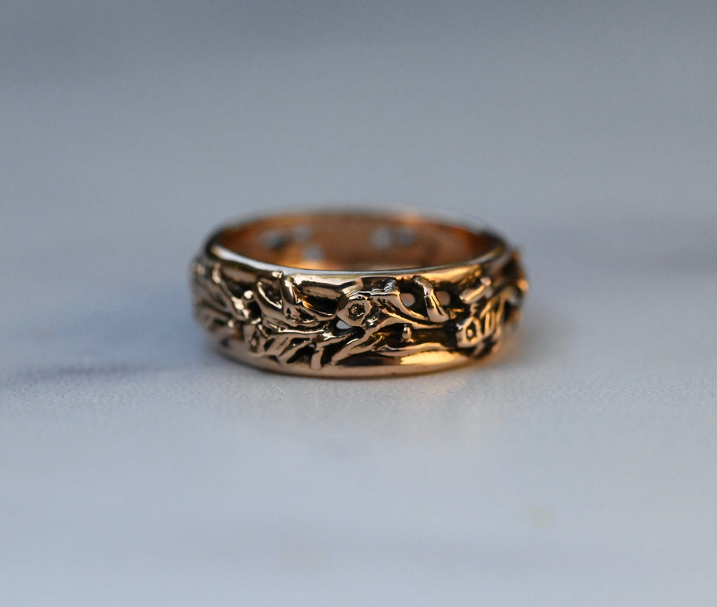  Floral 14k Gold Ring Band- Made To Order