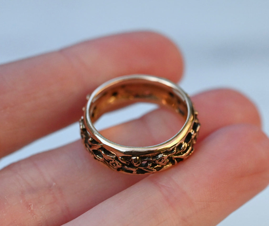  Floral 14k Gold Ring Band- Made To Order