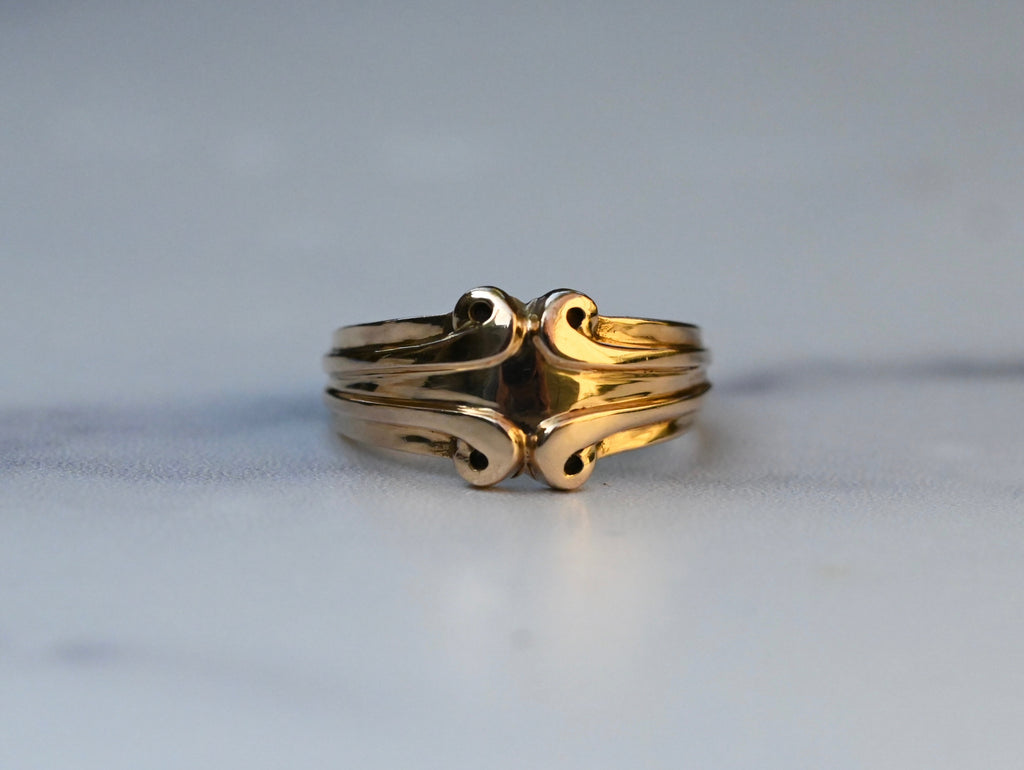  Symmetrical Scroll 14k Gold Ring Band- Made to Order