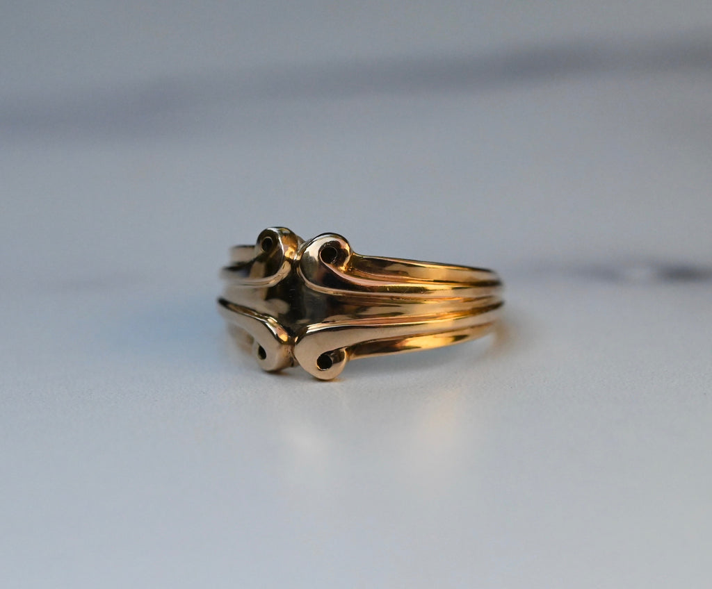  Symmetrical Scroll 14k Gold Ring Band- Made to Order