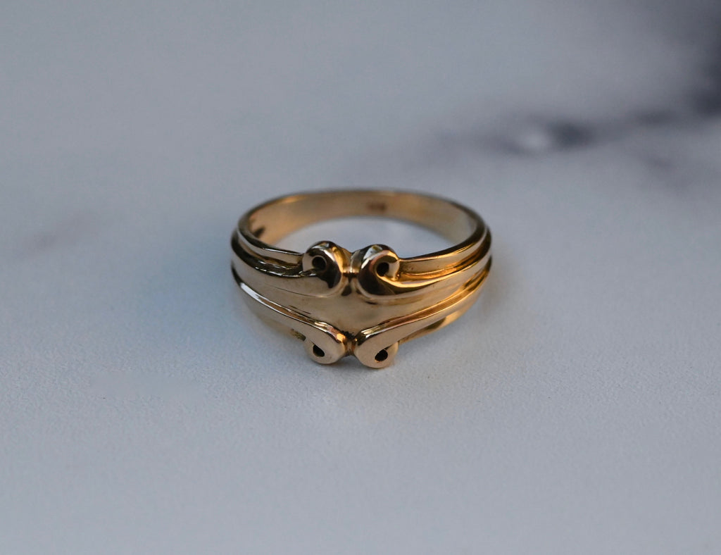  Symmetrical Scroll 14k Gold Ring Band- Made to Order