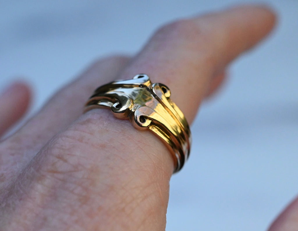  Symmetrical Scroll 14k Gold Ring Band- Made to Order