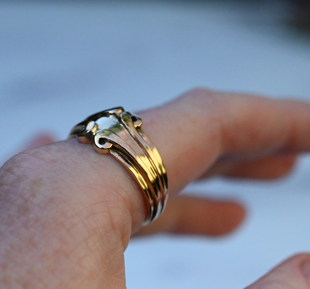  Symmetrical Scroll 14k Gold Ring Band- Made to Order