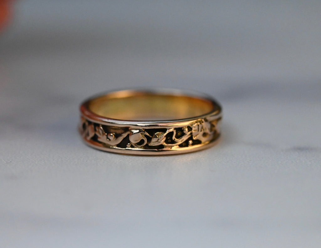  14k Gold Vine Ring Band- Made To Order