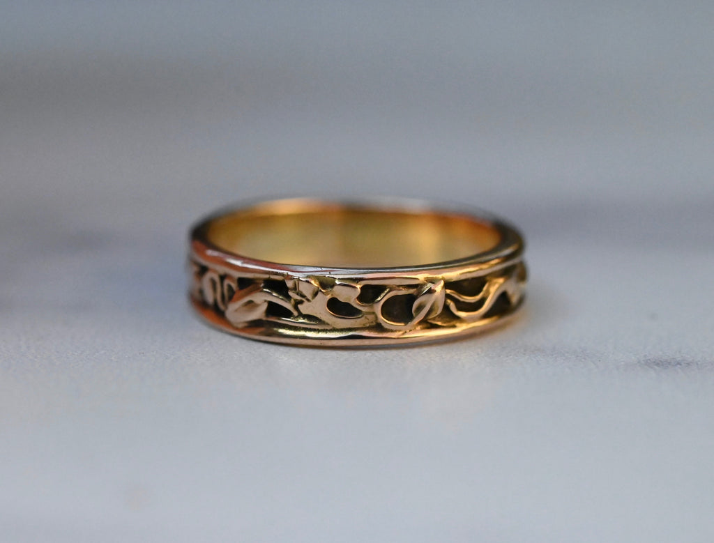  14k Gold Vine Ring Band- Made To Order