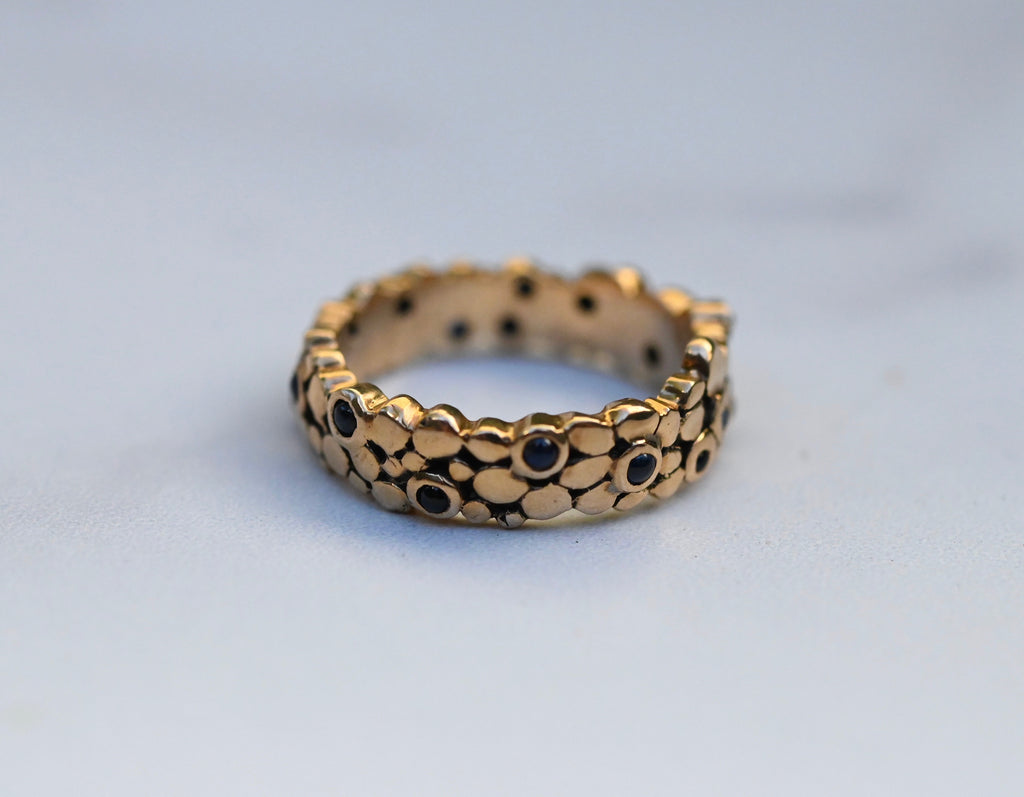  Sapphire Stone 14k Gold Ring Band- Made to Order