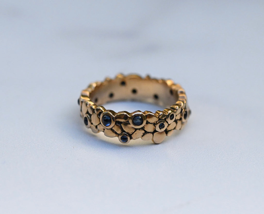  Sapphire Stone 14k Gold Ring Band- Made to Order