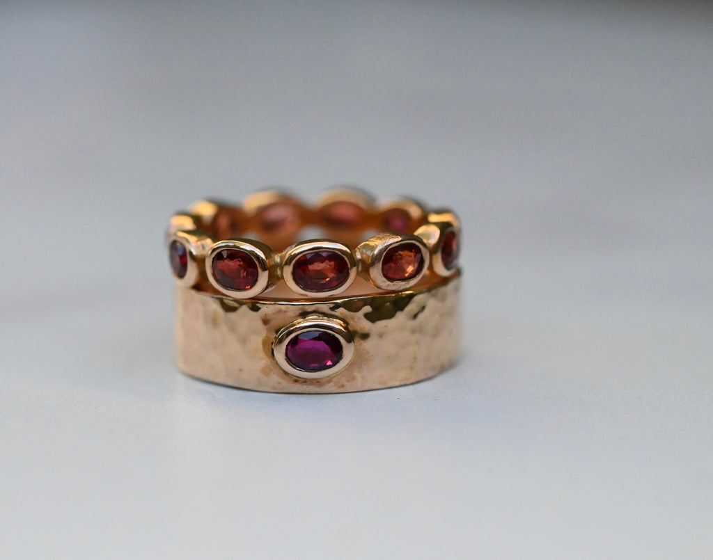  Planished 14k Gold Ring with Ruby - Made To Order