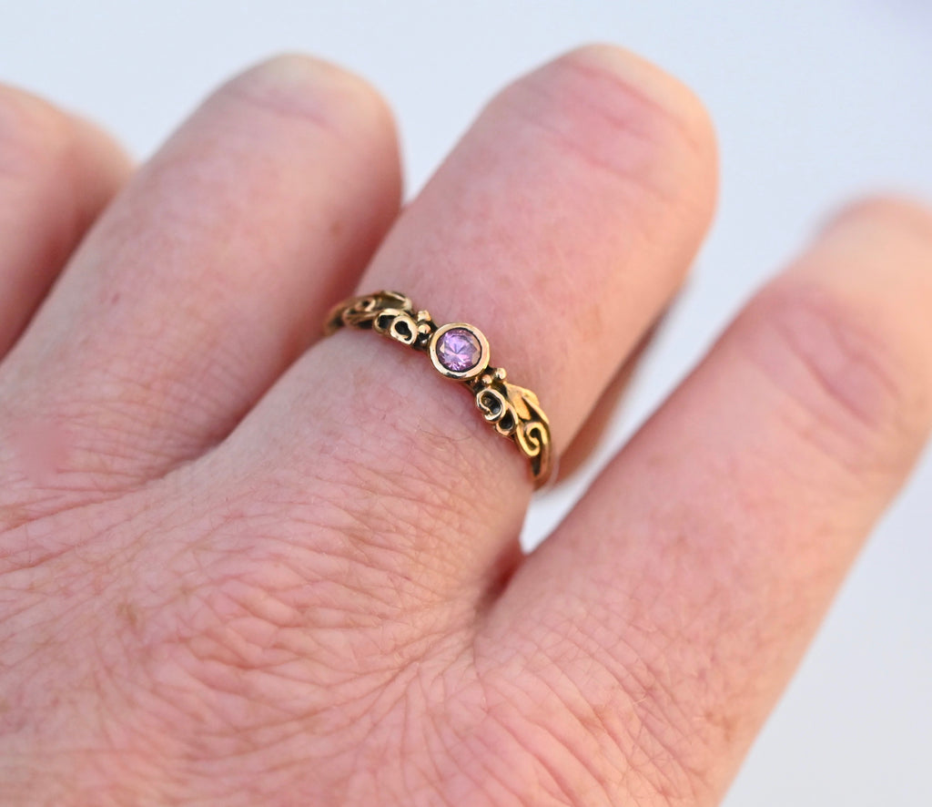  Mini Tendril Sapphire 14k Gold Ring - Made To Order