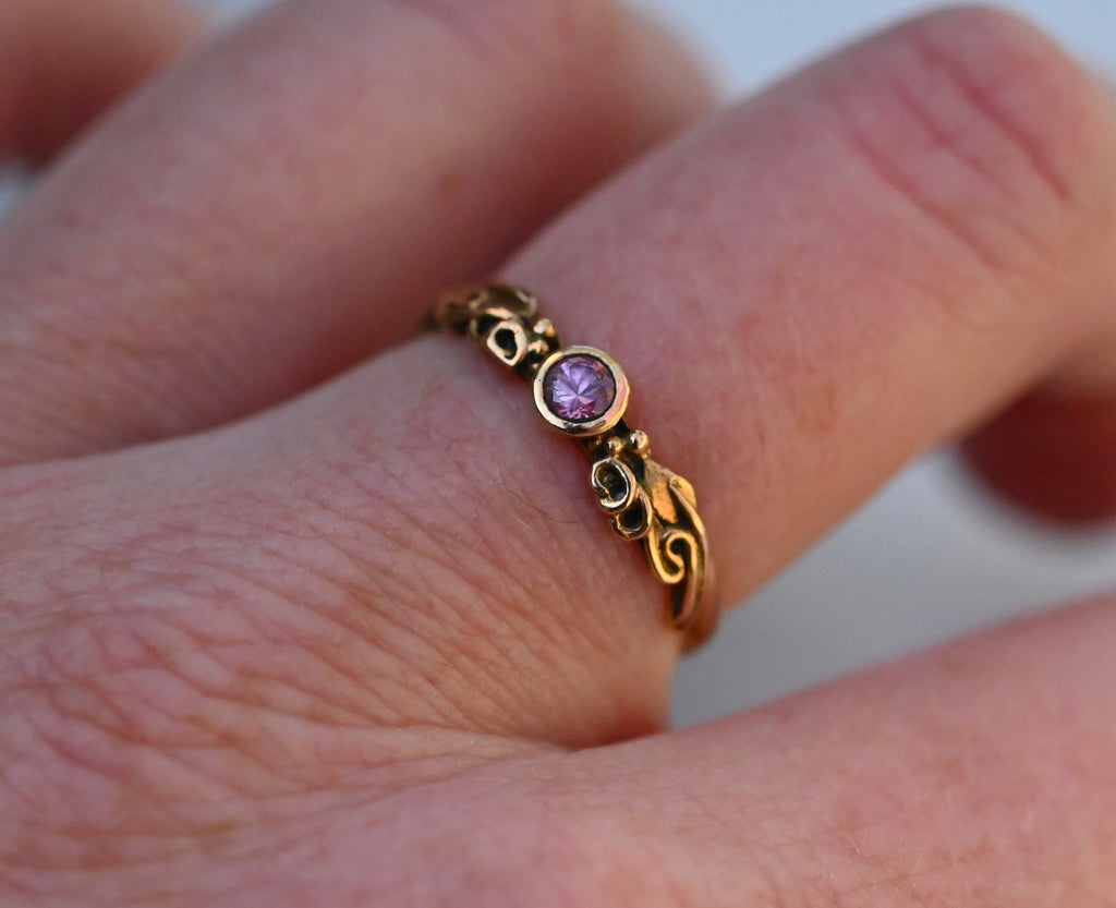  Mini Tendril Sapphire 14k Gold Ring - Made To Order