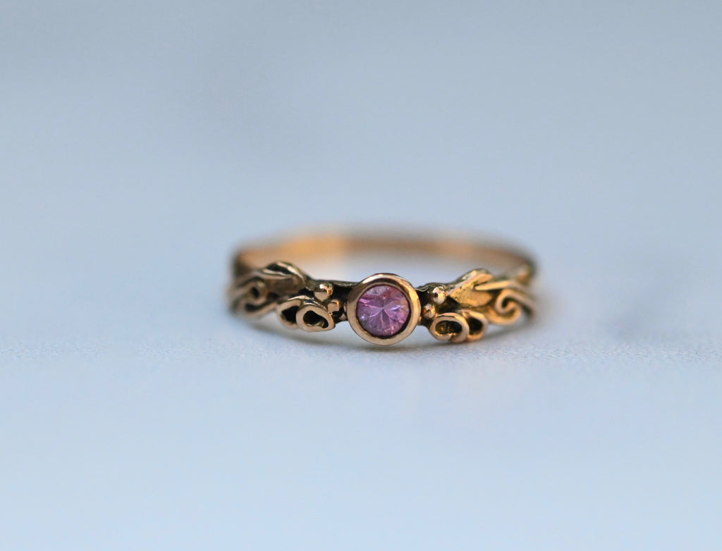  Mini Tendril Sapphire 14k Gold Ring - Made To Order